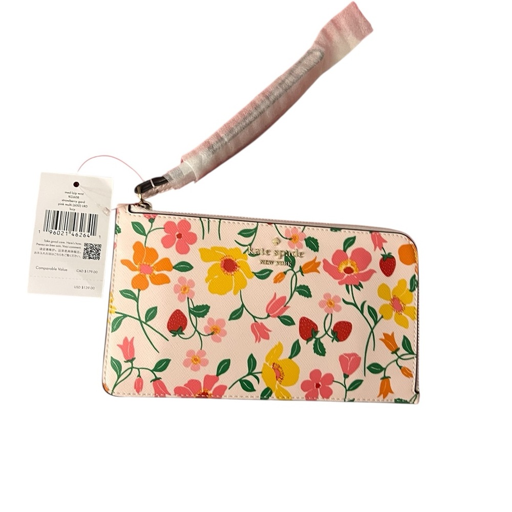 kate spade NY NWT strawberry garden medium zip wristlet